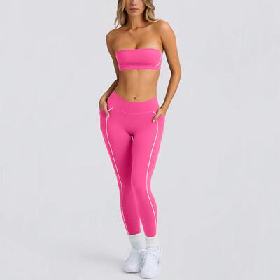 Strapless top, strapless pants, sports bra, non slip