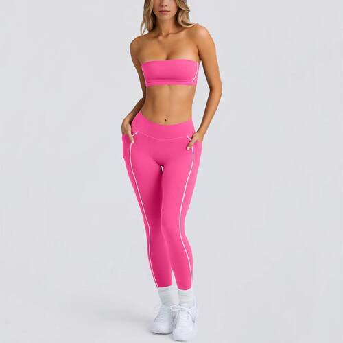 Strapless top, strapless pants, sports bra, non slip