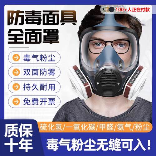 防毒面具全面罩喷漆专用硫化氢化工气体甲醛刺激气味防尘实验室放