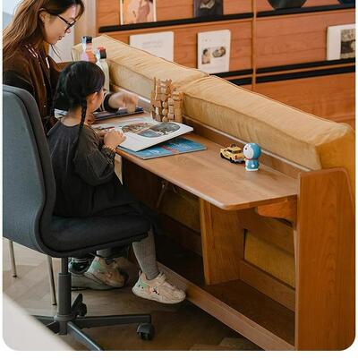 绵延沙发家用全实木沙发北欧樱桃木实用客厅书桌沙发一体现代简约