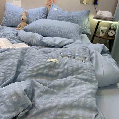 ins床品小泡泡被套四件套夏季床单被罩宿舍床上三北欧风床上用品4