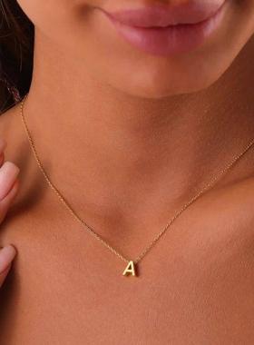 stainless steel Initial Necklace Gold Color Cut Letters Sin