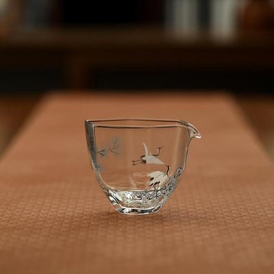 宜茶qshh-alj公话松鹤室六角玻璃道杯耐热分茶器家用透明公海杯茶