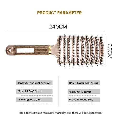 Hair Brush Scalp Massage Comb Hairbrush Boar Bristle Nylon W