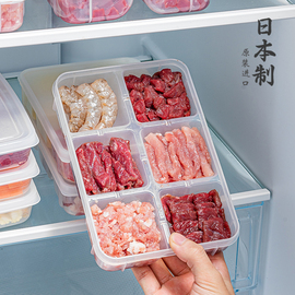 日本进口备餐盒冻肉分格盒子冰箱冷冻收纳盒配菜专用保鲜盒食品级