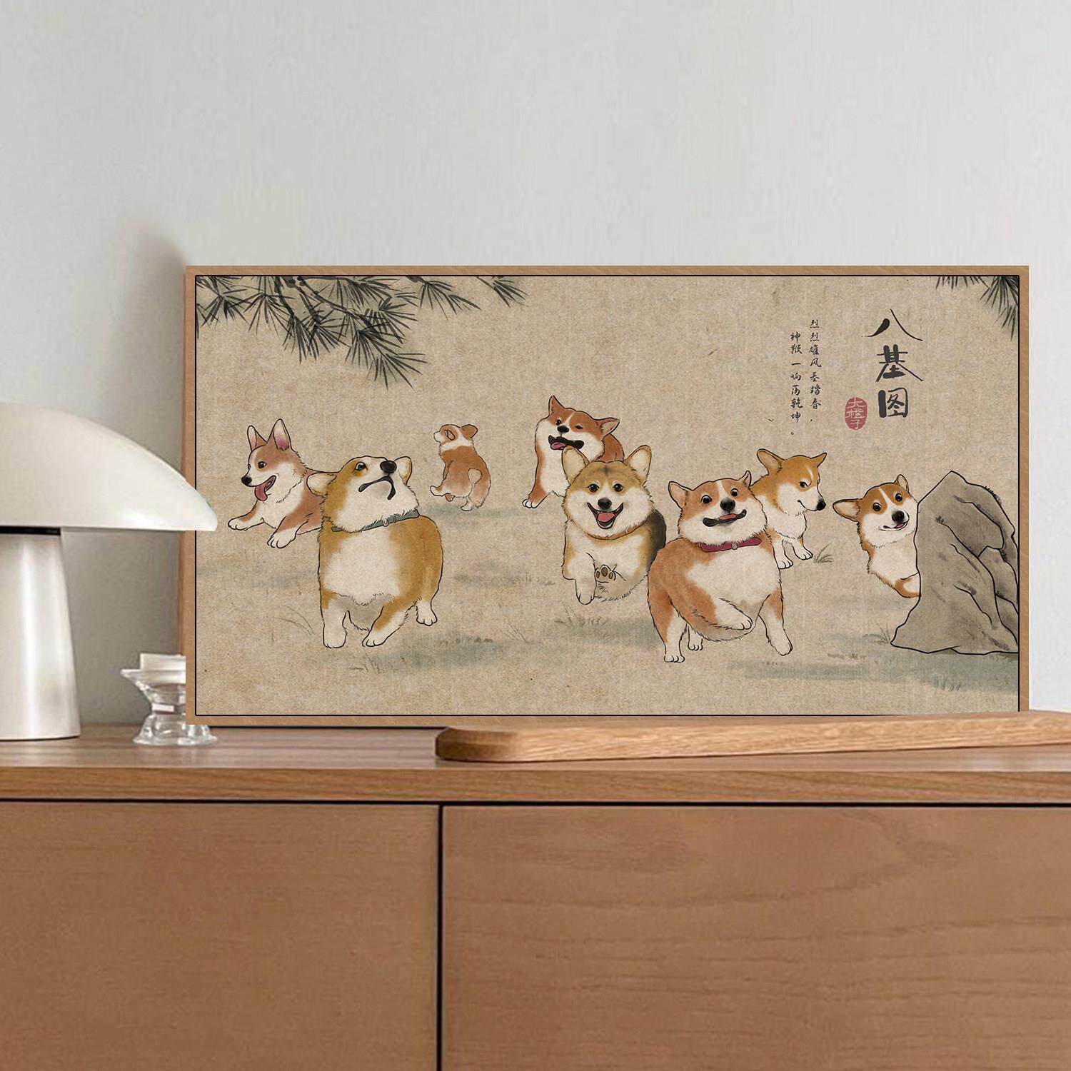 八基图旺财山水画 沙发背景墙装饰画壁画新中式饭厅饭厅搞笑挂画