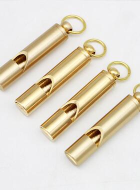 品质热卖黄铜户外求生用品竹节钥匙扣挂件儿童比赛金属哨子登山