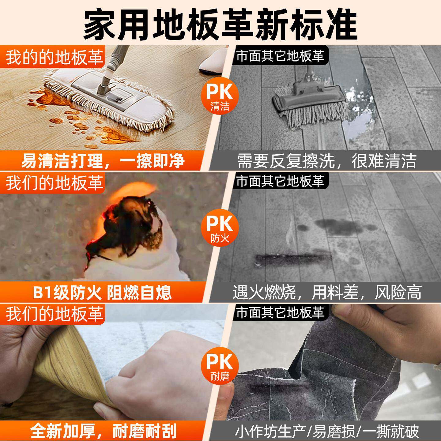 3宽客厅地板DBG-KT-2革家用米无甲醛水地直接铺新PVC地型泥板革加