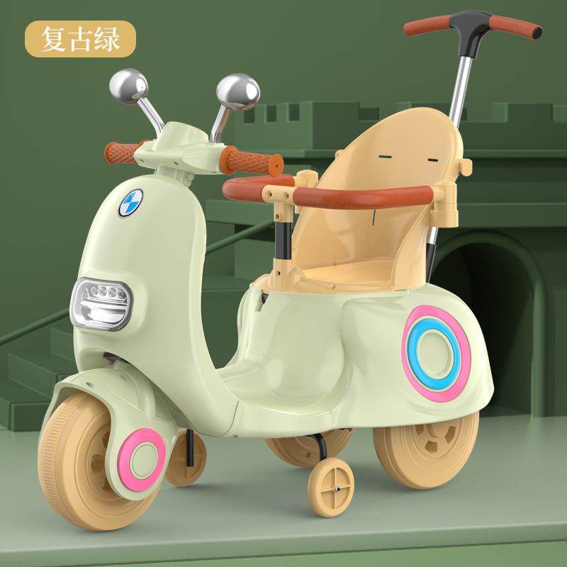 高档婴儿电动摩托车三轮车男女遥控人充电童具车可坐宝宝玩手推电