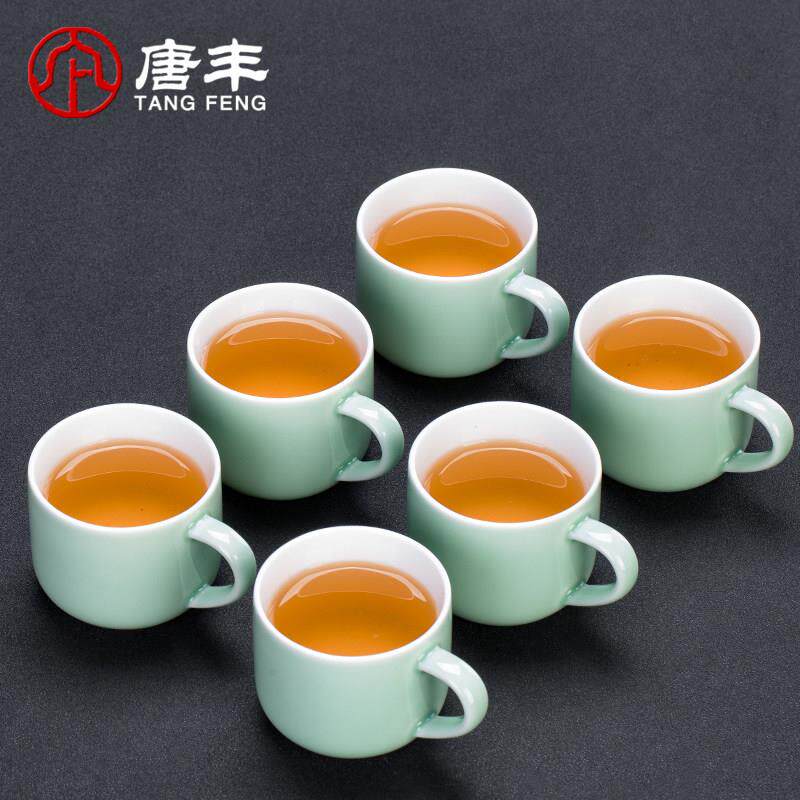 唐丰陶瓷功夫小茶杯品茗杯带把杯耳杯家用功夫茶具喝茶杯6祇套装