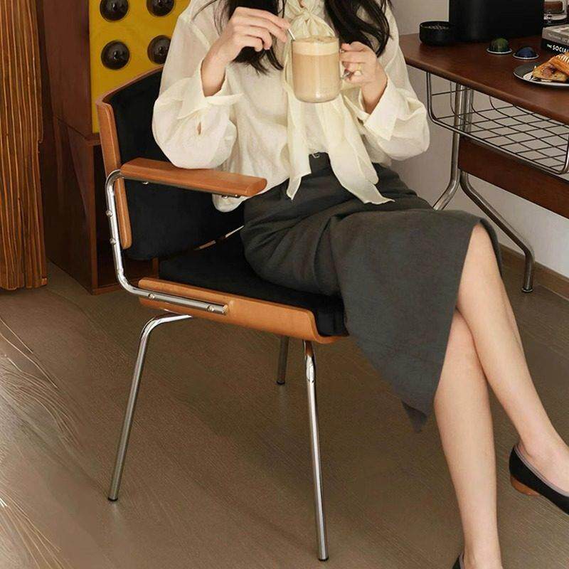 复中古实木餐椅靠背书桌房民宿餐厅化妆凳单人家用办公电脑椅子