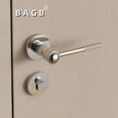 BAGB现代简约滚花锌合金门锁门把手室内卧室分体锁磁吸静音房门锁