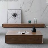 全JDW实型木电视桃柜中古风极风地柜胡色小户客厅窄款 落地整简装