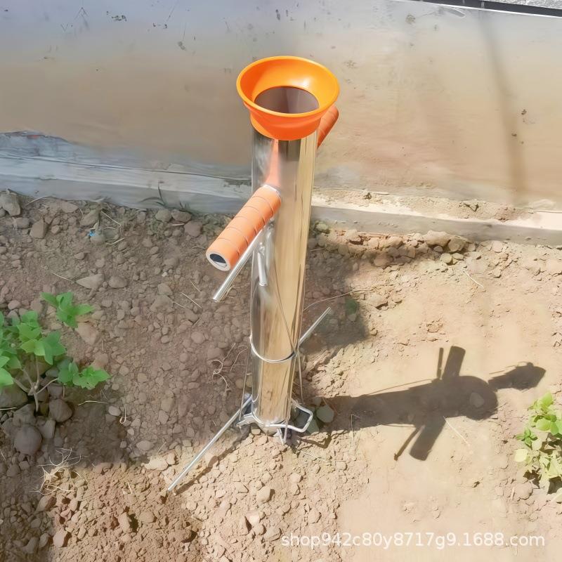 不锈钢双把手栽苗器移栽机黄瓜辣椒茄子种苗器大棚蔬菜苗定植器