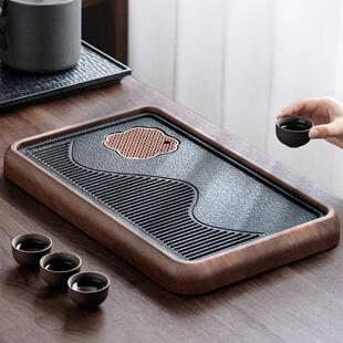 茶盘2025新款家用高档沥水干泡盘小型茶托盘彷乌金石蓄排两用茶海