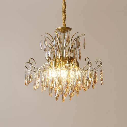 法酒式浪漫宫水晶吊灯廷全客光谱护眼美式A1151复古店灯卧室餐厅