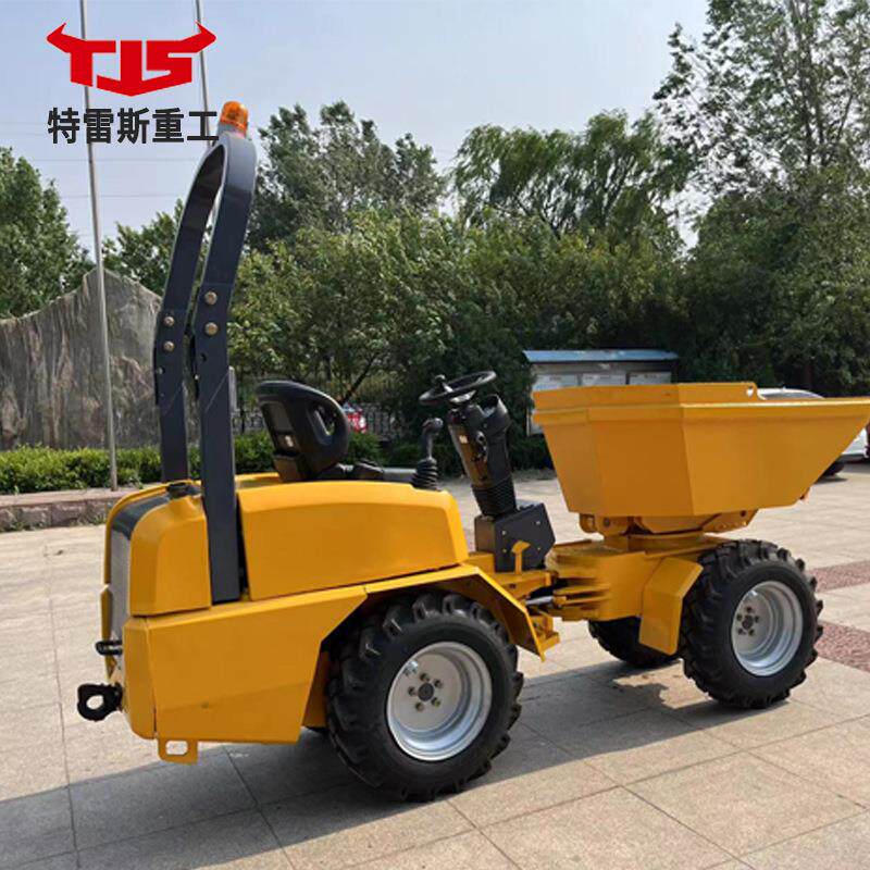 小型翻斗车工地侧翻翻斗车建筑施工运输工程柴油自卸翻斗车