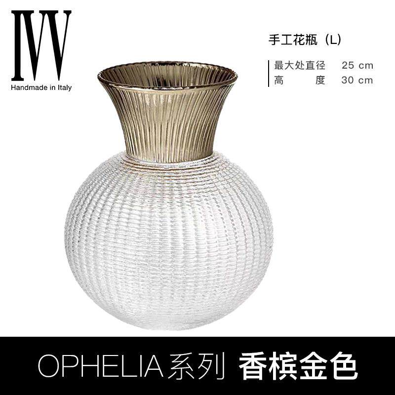 正品意插大利进口IVV水晶玻璃花瓶轻奢摆件客厅桌水养花瓶居家E面