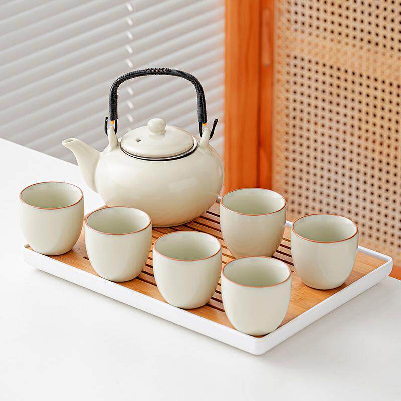 汝窑提梁茶壶茶杯套装陶瓷家用可养轻奢简约现代大号功夫茶具套装