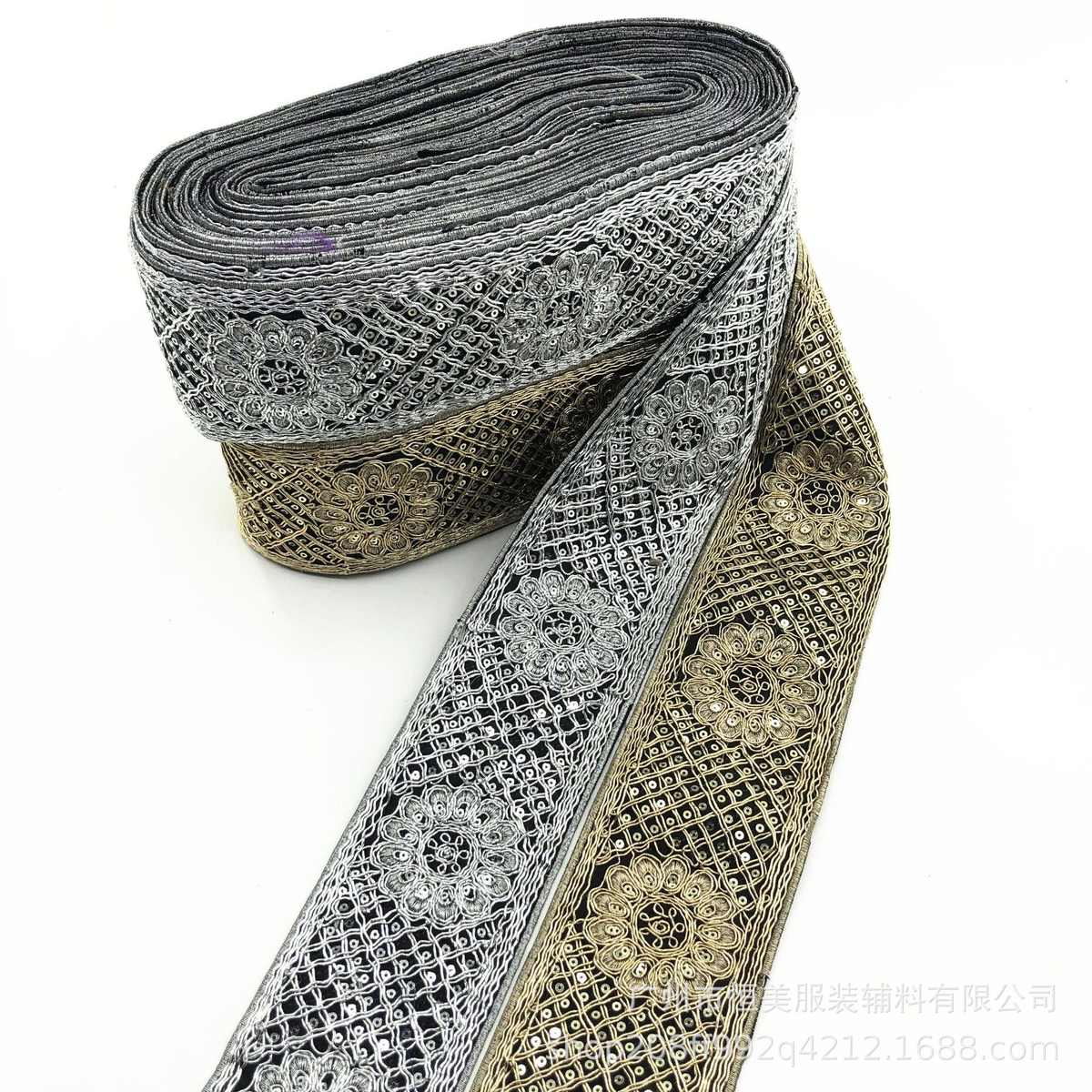 厂家现货 金银股线刺绣服装辅料花边民族风格绣花条码织带
