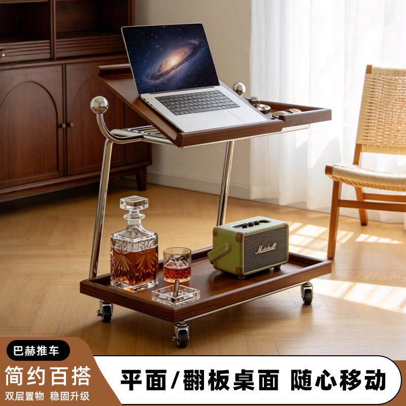 北欧实木边几移动小茶几翻板办公多功能客厅餐厅床头小角几琴谱架