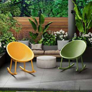 北欧塑料摇椅阳台休闲家用躺椅客厅成人简约睡椅网红镂空摇摇椅子