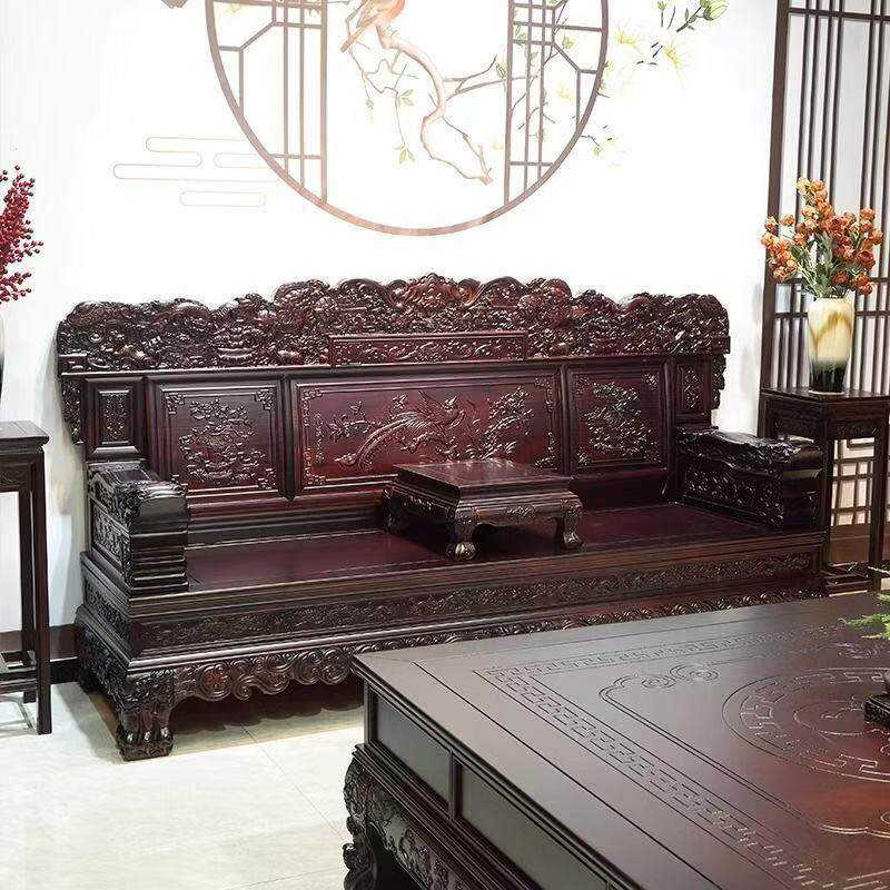 亚悦客厅成套家具明清仿古古典沙发组合客厅家具展品龙凤呈祥沙发