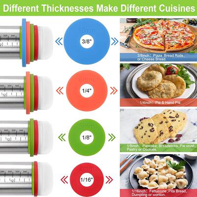 Adjustable Rolling Pin Thickness Rings Dough Roller Pins