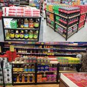 超市加厚货架台地堆洗化陈列架窄礼品盒钢木堆头展示架40牛奶