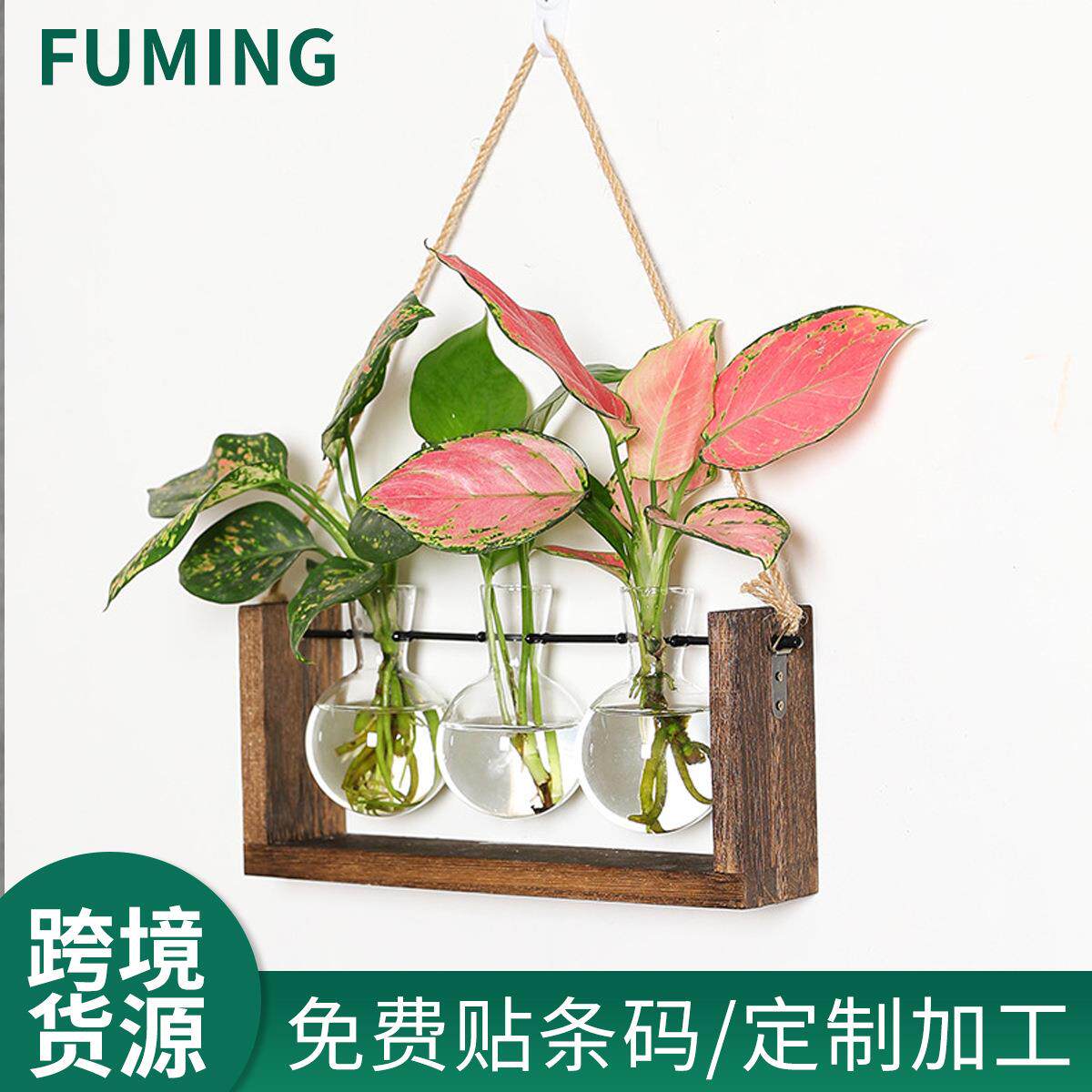 花盆水培木架花瓶装饰挂件水养绿萝植物花器家居墙面桌面摆件