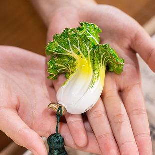 白菜摆件家居饰品桌面手握礼品铜手把件百财装 饰品手握百财