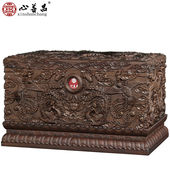 实木寿盒黑紫檀木骨灰盒高档殡葬用品男女双人防潮款 棺材真凤殿48