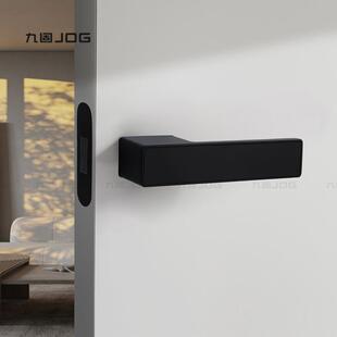 九固一卧字静生音磁吸室房门锁意式 灰色隐藏钥匙孔生态锁ST简极态