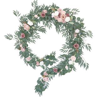 欧式仿真藤条桌花户外婚礼餐桌长条藤蔓装饰结婚舞台背景布置假花