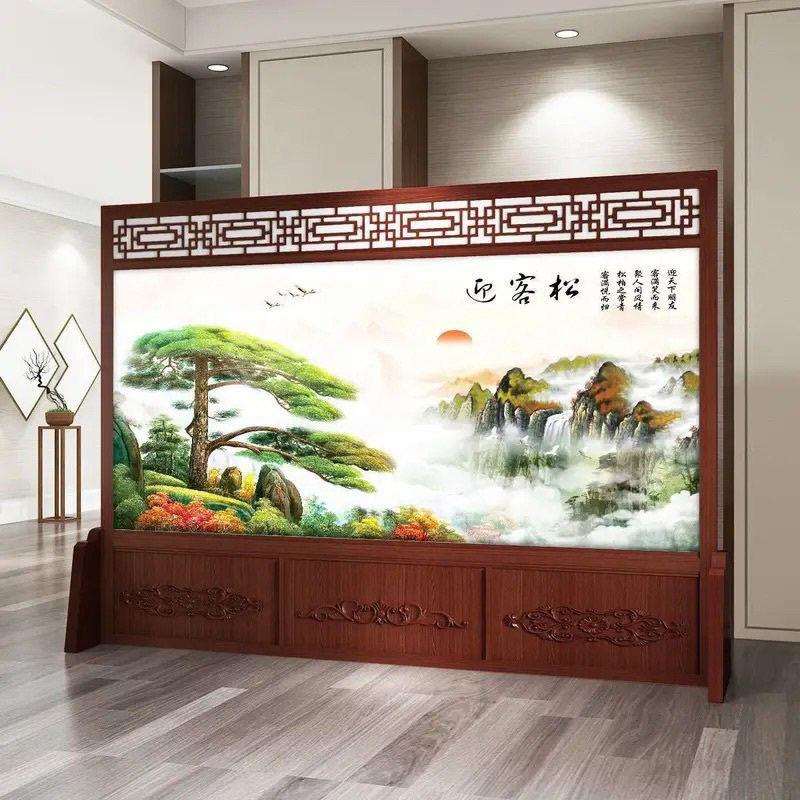 屏风隔断客厅遮挡玄关屏风新中式入门屏风镂空办公客厅布艺座屏