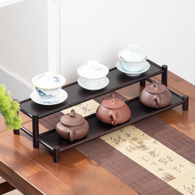 直销茶杯架桌面博古架中式小型茶具茶器茶壶置物架阶梯沥水款