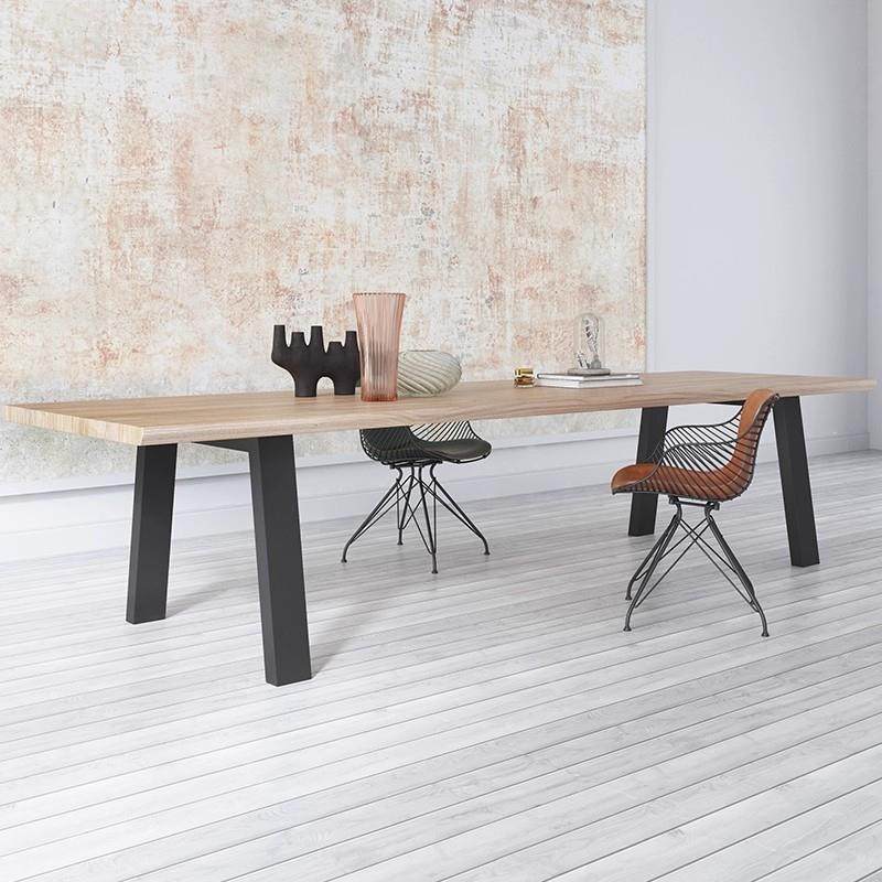 美式覆古loft实木会议桌培训洽谈长条桌工作台电脑桌办公桌侘寂风