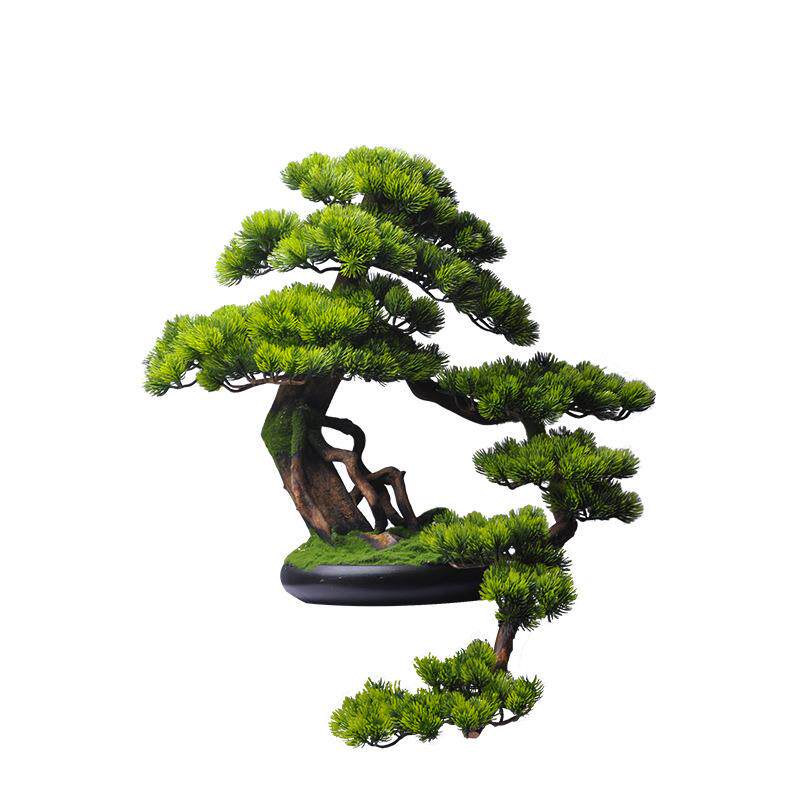 仿真迎客松盆景办公室摆件新中式绿植招财树酒店玄关装饰乔迁礼品