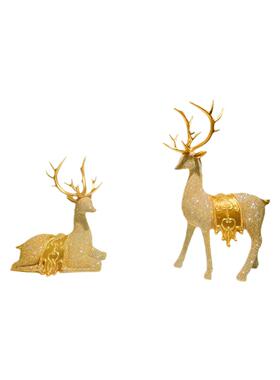 新款摆圣20240925诞圣节点珠对鹿摆件客厅居桌面诞氛家围装饰品件