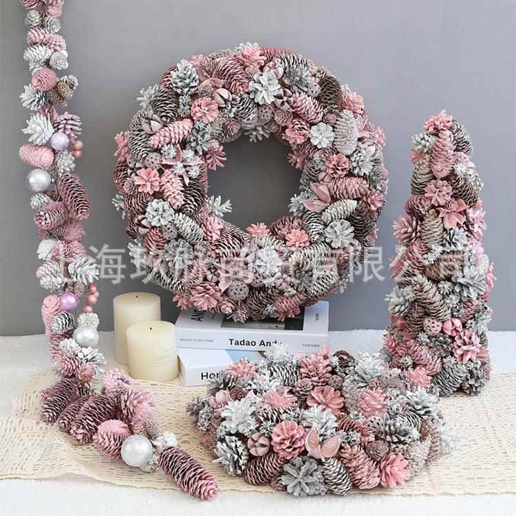 欧式圣诞节装饰品迷你圣诞树摆件花环藤条烛台橱窗场景布置挂件