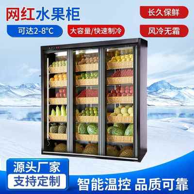 隆雪大容量水果蔬菜保鲜冰柜商用超市风幕柜冷藏柜冰箱展示柜