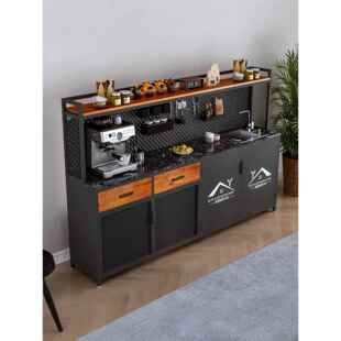 需定制办公室水吧台一体柜商用休闲靠墙公司茶水柜咖啡柜洗手池操