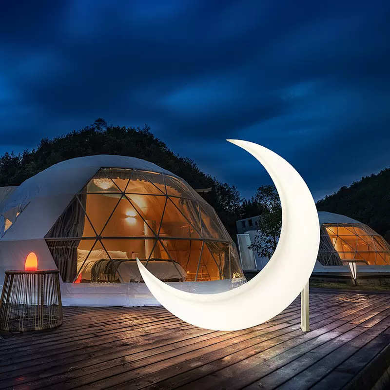 LED 发光月亮秋千摇椅户外网红打卡露营餐厅氛围装饰灯太阳能月牙