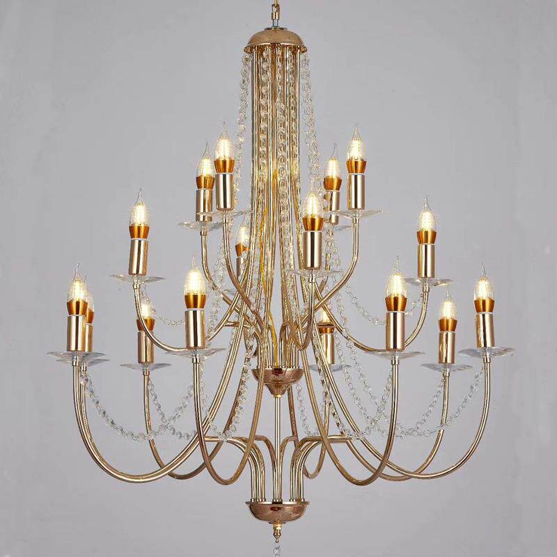 KE3C新款婚礼堂欧式铁艺电镀水晶吊灯仪式亭吊顶灯饰