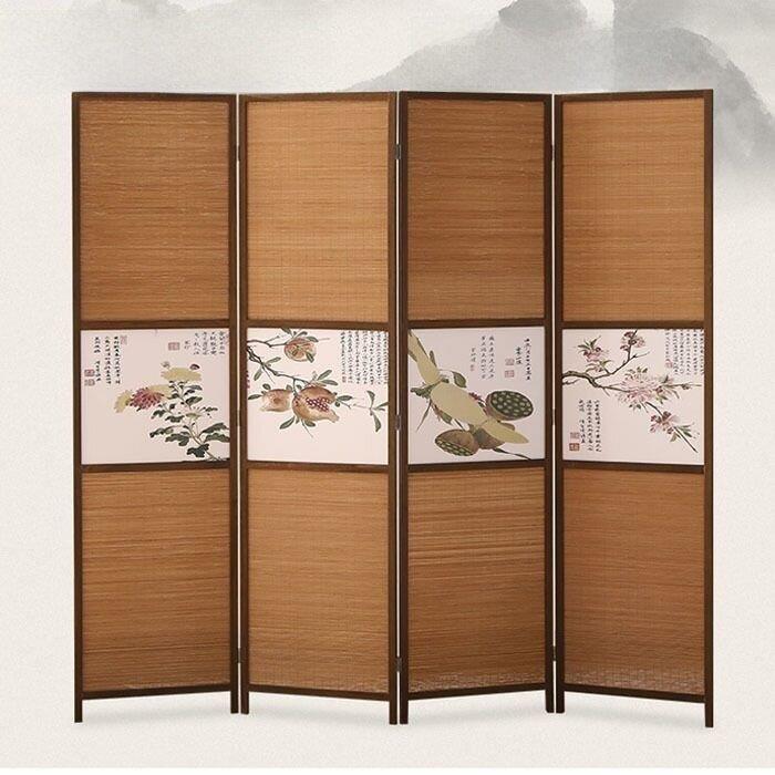 屏风隔断可折叠移动入口门办公室入口中式简约卧室隔断实木屏风窗