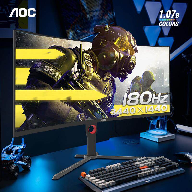 AOC34英寸带鱼屏准4K电竞180HZ电脑萤幕CU34G3X曲面2K144HZ屏32