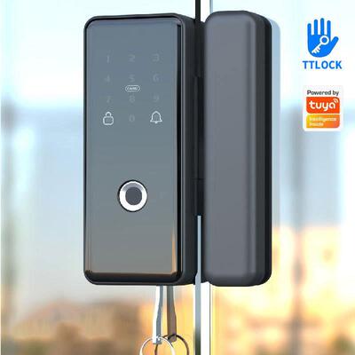 跨境办公室单双开玻璃门锁TTLOCK指纹锁涂鸦WiFi锁智能锁智能门锁
