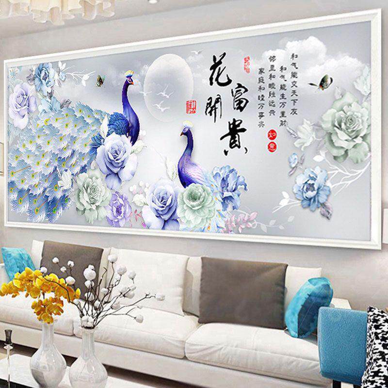 新款直销钻石画2025新款满钻花开富贵孔雀牡丹客厅大幅水晶5D点贴