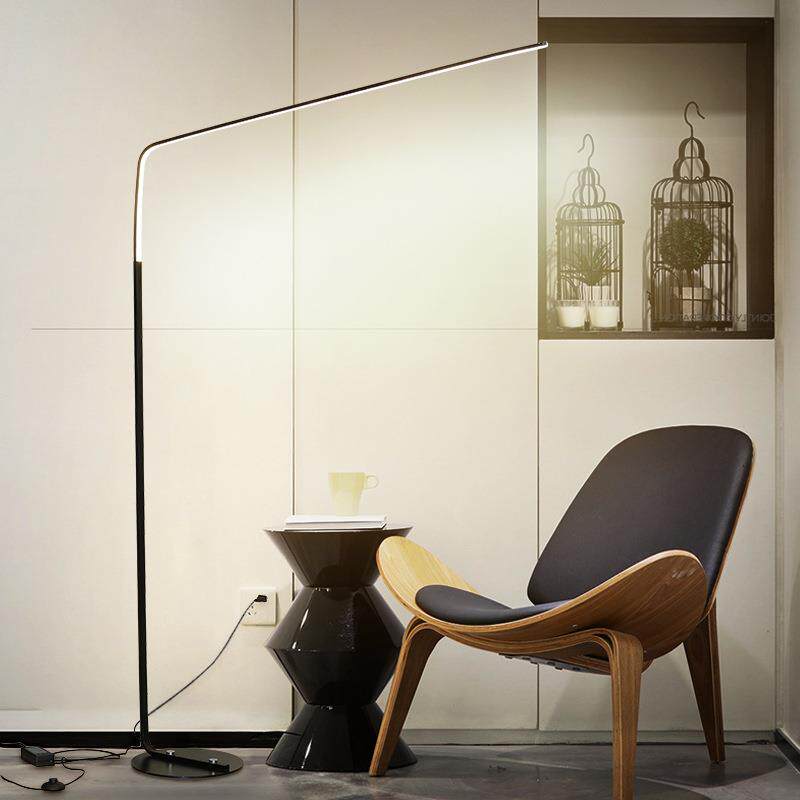 极简北欧卧室客厅地灯立式落地灯创意书房钢琴线条灯遥控调光台灯