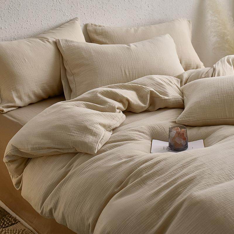三层皱皱纱纯棉被套单件a类母婴级全棉被罩三件套纯色单人被套,床上用品,学生床品套件,淘宝优惠券,粉丝福利购,淘宝优惠卷